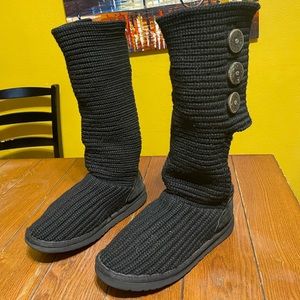 UGG Classic Cardy Black Tall Three Button Boots